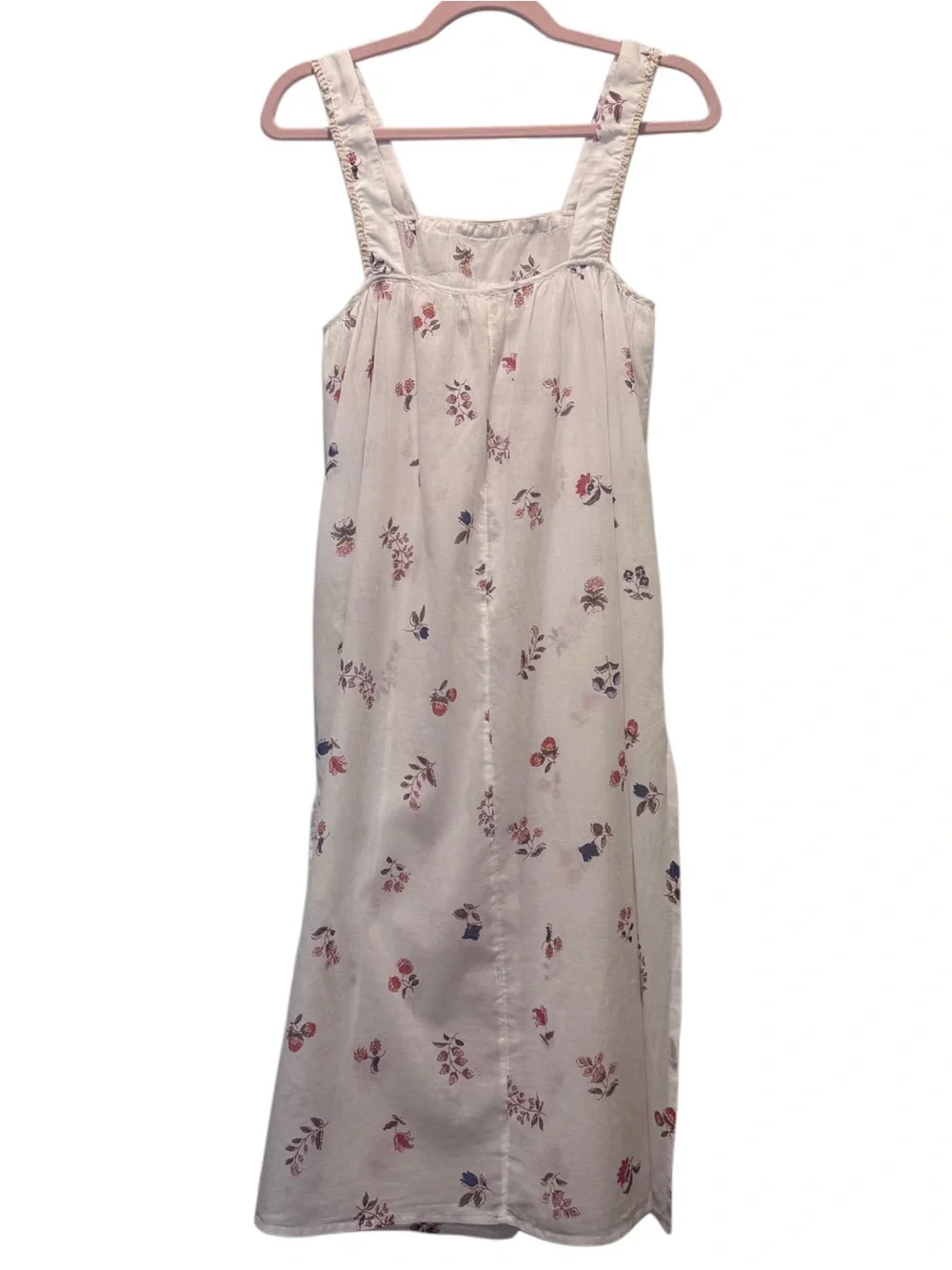 Free People White The Way Back Floral Print Maxi Top /Dress Cotton Embroidery XS